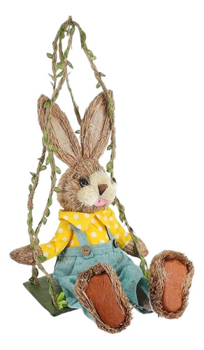 Para Conejo De Paja Animal Crafts Swing Bunny Figurilla