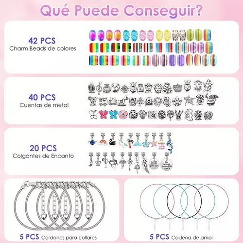 Kit De Cuentas Para Hacer Pulseras, Collares Y Joyas, 112 Pz Multicolor