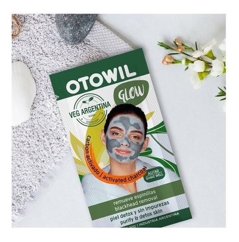 Imagen 3 de 3 de Mascara Facial Vegan C/ Carbon Activado Otowil Caja X24u