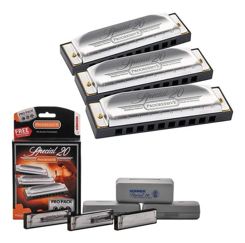 Imagem 3 de 4 de Kit 3 Gaitas Harmonicas Special 20 560/20 (cga) - Hohner