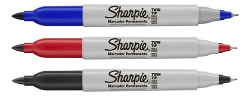 Kit Marcadores Permanentes Sharpie Twin Doble Punta Set C/3