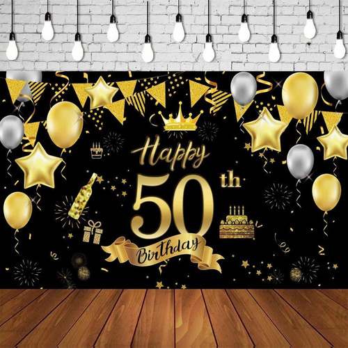 Cartel Fondo Feliz 50 Cumpleaño Para Decoracion Fiesta