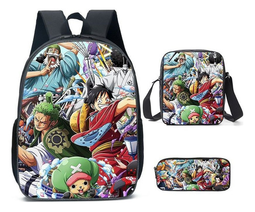 1 Mochila De Anime De Una Pieza De 3 Piezas For Niño Estudia