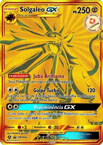 Carta Pokémon Lendário Solgaleo E Lunala Gx Eclipse Cosmico