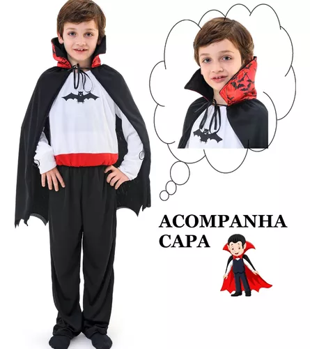 Fantasia De Vampiro Infantil Halloween Completa 2 A 12 Anos