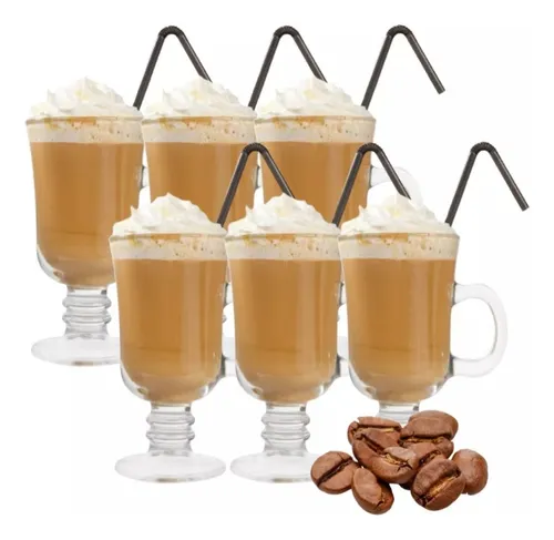 comprar Xícara De Café Chá Cappuccino Jogo Com 6 Peças 250ml Vidro