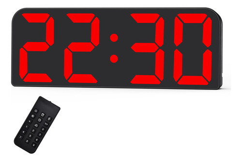 Reloj Digital De Pared Led De 24.4 Cm 3 Alarmas Control Remo