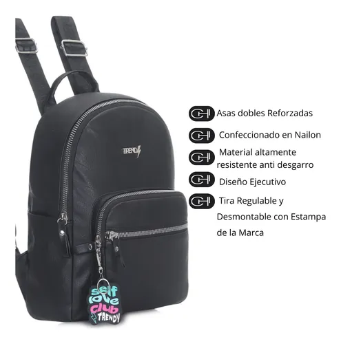 Mochilas Mujer Eco Cuero Antirobo Trendy Urbana 15491 - $ 43.603