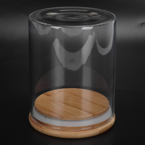 Tarro De Almacenamiento Redondo De Madera Con Tapa De Vidrio