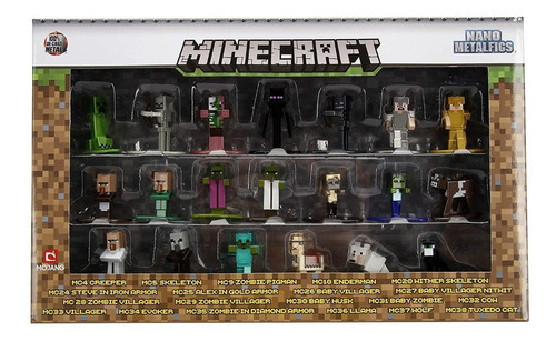 Minecraft 20 Figuras De Metal Jada Toys Nano Metalfigs 30125