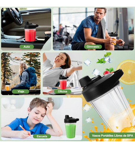 SANGKEE Licuadora Professional Procesador de Alimentos Batidora con 6 Cuchillas, 1.85L Licuadora para Hielo y Frappe, Portatil Vaso de 500ml, Bebidas de Frutas Congeladas Smoothies (HTB1-Pro)