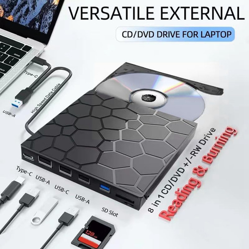 Reproductor Externo De Cd/dvd, Cd/dvd-rom 7 En 1 Usb 3.0 +/-