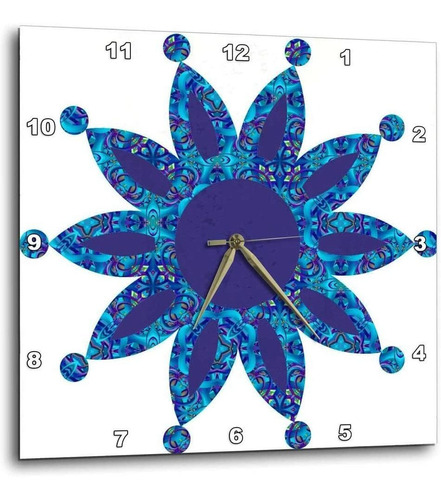 Dpp 176226 1 Azul Marroqui Reloj De Pared Punto Flor Do...