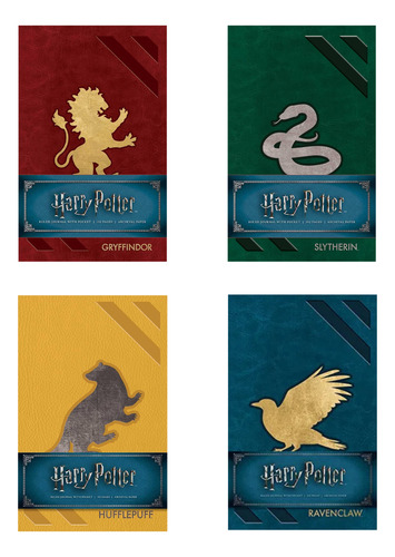 Libreta De Harry Potter Pasta Dura Rayadas 21x13cm 4 Piezas Color Rojo