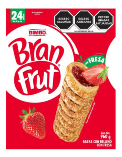 2 Pza Barras Bimbo Bran Frut Con Relleno Con Fresa 24 Pzas D