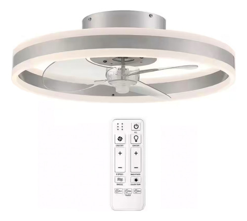 Ventilador De Techo Interior Con Luz Led Gris /6 Velocidades Cantidad De Aspas 3 Aspas Transparente Diámetro 20 Frecuencia 60hz Material De Las Aspas Acrilonitrilo Butadieno Estireno Abs