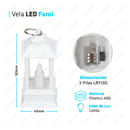 Vela Led Farol Colgar Deco Efecto Fuego Pilas Navidad Color Blanco Fragancia No Aplica Liso