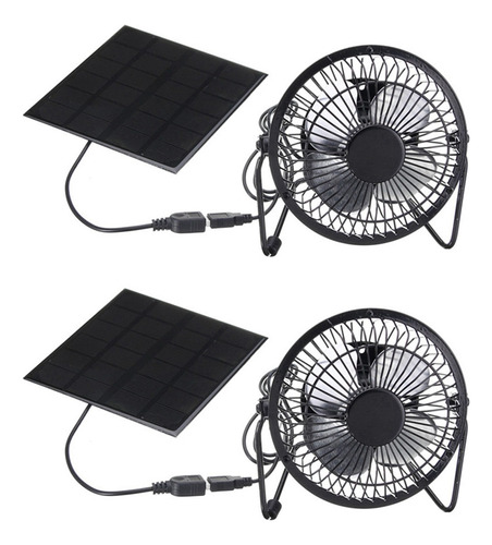 2 Ventiladores Portátiles Alimentados Por Panel Solar, 5 W,p