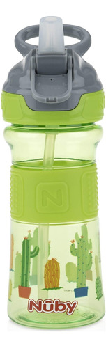 Nuby Vaso Botella Con Popote Suave Verde 12oz Niños