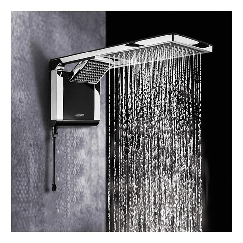 Imagem 2 de 8 de Chuveiro elétrico de parede Lorenzetti Acqua Ultra Duo preto-cromado 7800W 220V