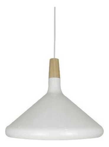 Colgante 1l Campana 40cm Blanca + Madera Cocina Nordico