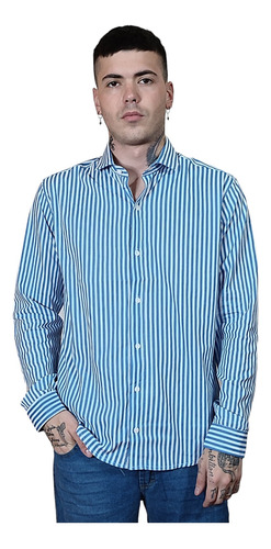 Camisa De Algodon De Vestir Rayas-import Style 