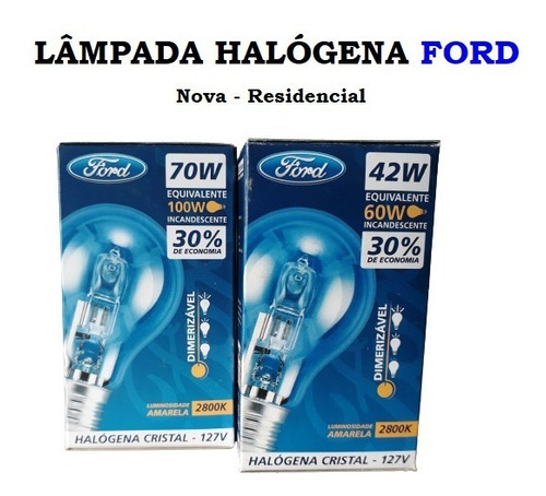 Lampada Ford Halogena Cristal Residencial Kit Com 42w E 70w