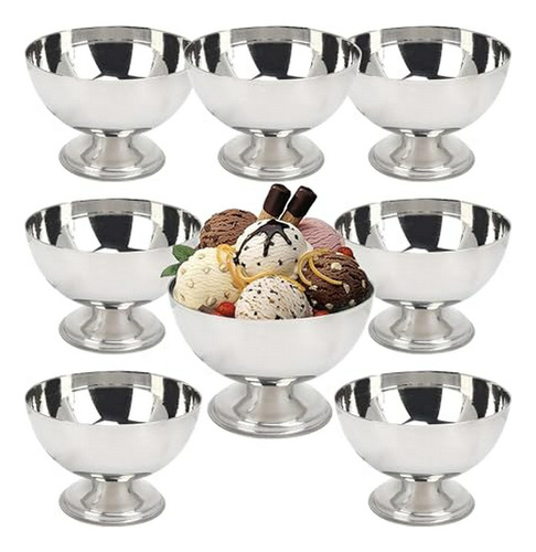 8 Cuencos De Acero Inoxidable Para Helado, Taza De Ensalada 