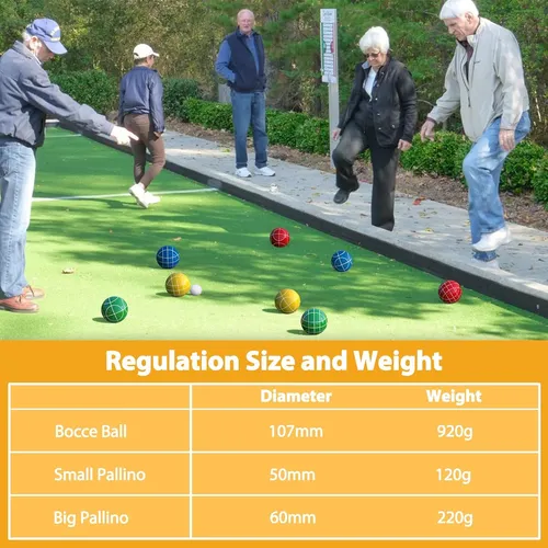 Set De Bocce Ball 107mm Regulación Para Juegos En Jardín
