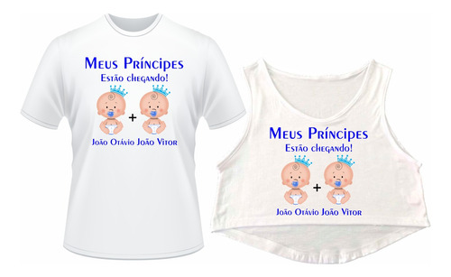 Kit 02 Camisetas Chá Bebê Gêmeos Menino C01