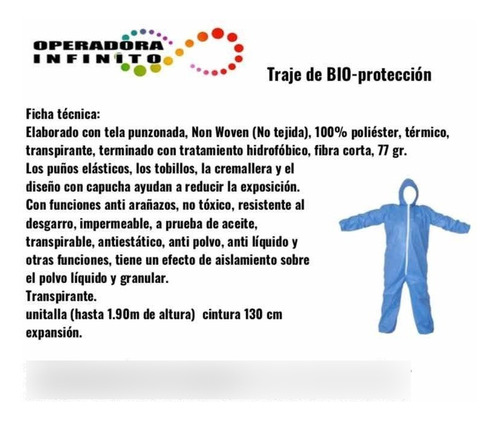 Overol Desechable Traje Bio Protección