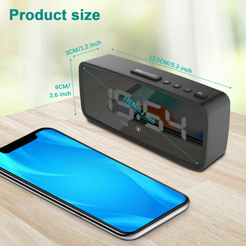 Reloj Despertador Digital, Pantalla Led Con Espejo De 5.1 Pu