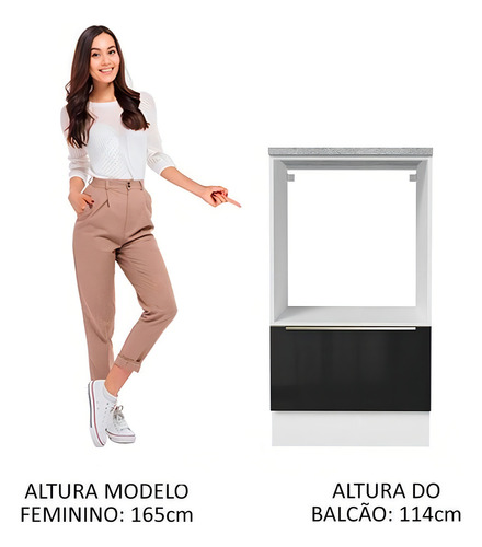 Encimera de Microondas Lux Madesa de 1 Puerta con Tablero Color Blanco/Negro