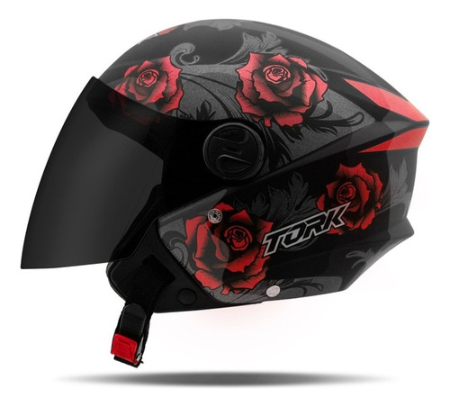 Capacete Aberto New Liberty Three Flowers Fosco Viseira Fumê