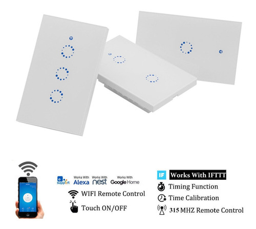 Interruptor De Pared Touch Wifi De 2 Contacto