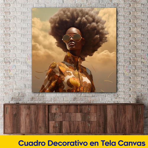 Cuadro Canvas Mujer Fotos Artisticas Gafas Afro 60x60 M1