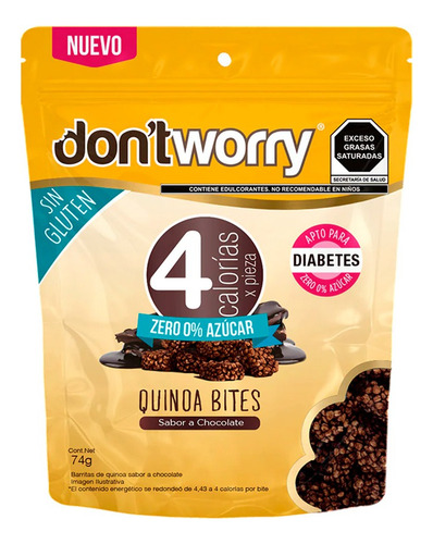 Quinoa Bites Dont Worry Sabor Chocolate 74g