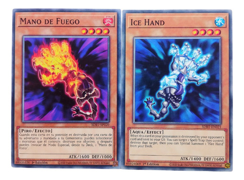 Mano De Fuego Y Mano De Hielo +15 Cartas De Regalo Yugioh