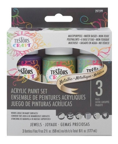 Set De 3 Pinturas Acrílicas Gemas Preciosas Testors