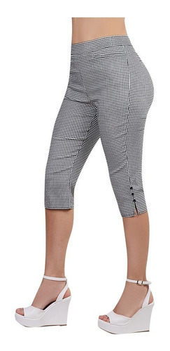 Pantalón Capri Cuadros Mujer Color Negro 984-90