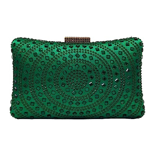 Cartera De Mano Clutch De Fiesta Con Cristales Verde