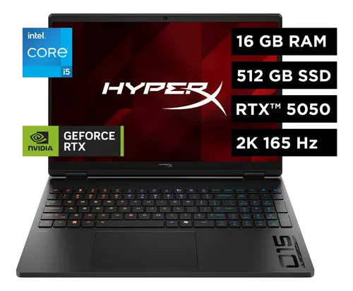Notebook Gamer HYPERX OMEN by HP 15-ga0000la Intel Core i5 16GB RAM Nvidia Geforce RTX 5050 512GB SSD 15.3" 2k 165 Hz Windows 11 Home