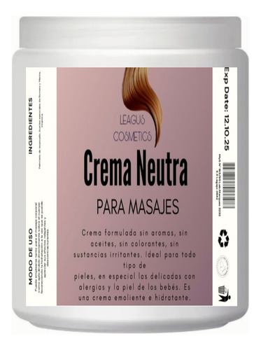 Crema Masajes Neutra 1 Kilo