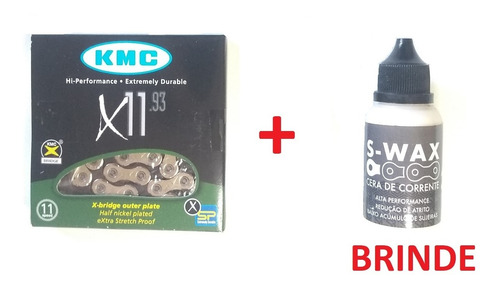 Corrente Kmc X11 Silver 11v 116links + Brinde Oleo Cera Swax