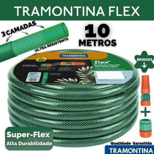 Mangueira Jardim 10m Flexível Reforçada Tramontina Com Trama Cor Outro