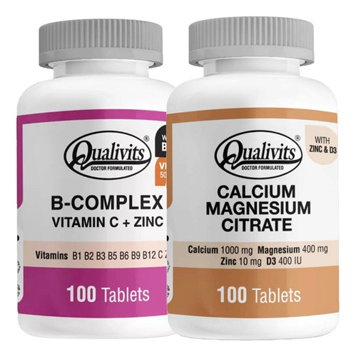 B Complex + Calcio Magnesio Zinc Vitamina D3 Qualivits