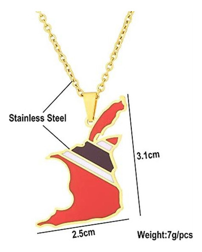 Colgante Y Collar De Acero Inoxidable Con Bandera De Mapa De
