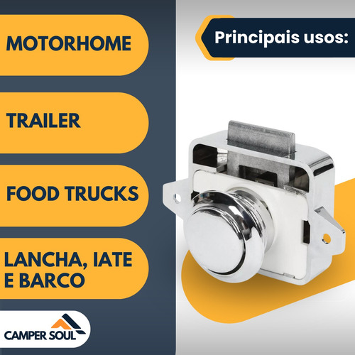 Puxador Trava Push Lock Click Motorhome Trailer Gaveta 5 Un