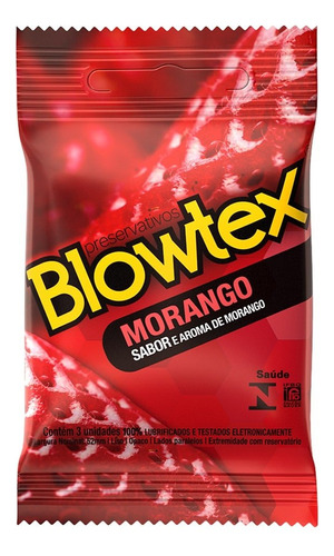 Preservativo Blowtex Lubrificado Morango - 12 Pacotes C/ 3 U