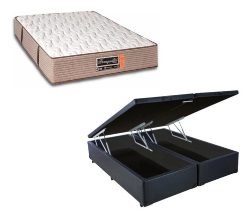 Cama Box Baú King + Colchão Tranquillité 193x203 Cor Preto